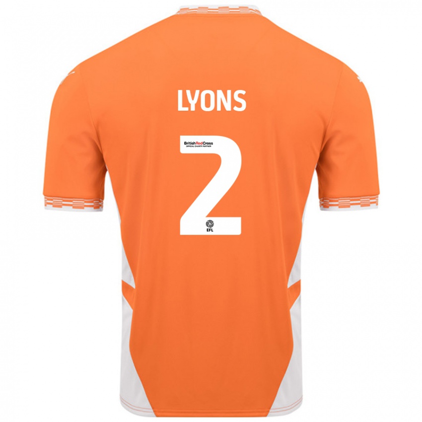 Kinder Andy Lyons #2 Orange Weiß Heimtrikot Trikot 2024/25 T-Shirt