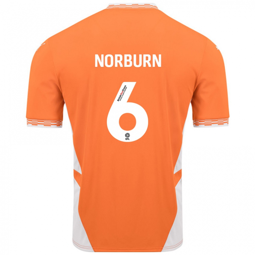 Kinder Oliver Norburn #6 Orange Weiß Heimtrikot Trikot 2024/25 T-Shirt