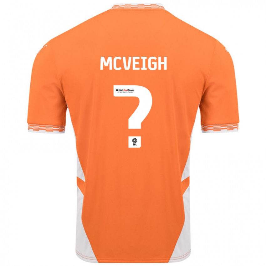 Kinder Conor Mcveigh #0 Orange Weiß Heimtrikot Trikot 2024/25 T-Shirt