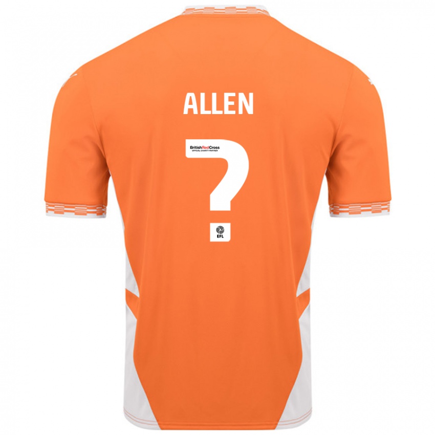 Kinder Karen Allen #0 Orange Weiß Heimtrikot Trikot 2024/25 T-Shirt