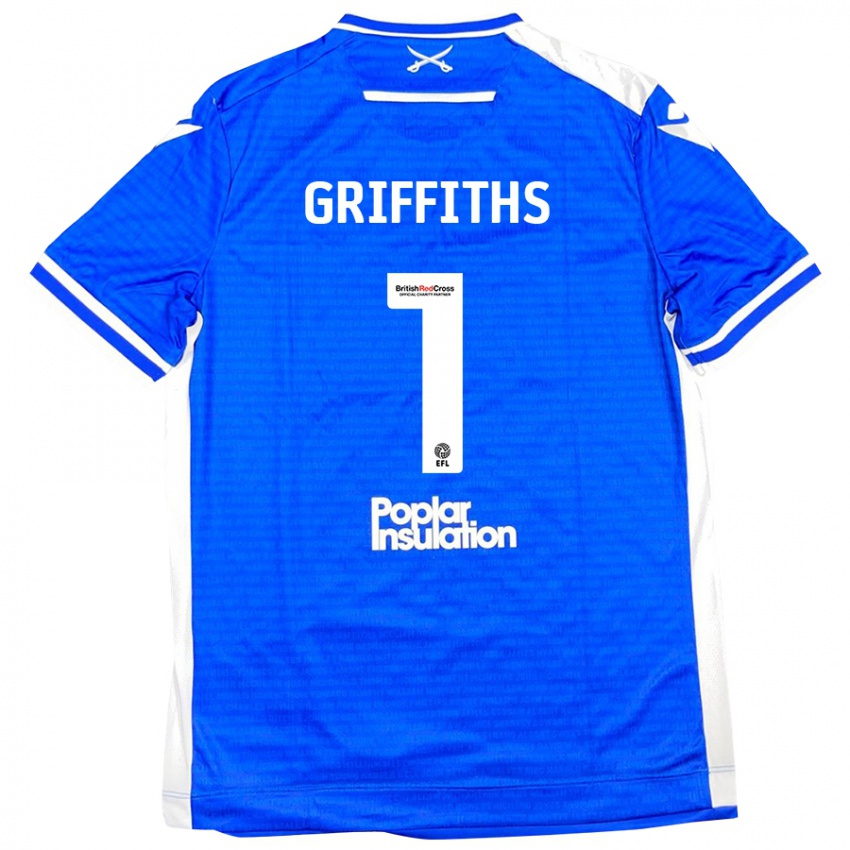 Kinder Josh Griffiths #1 Blau Weiß Heimtrikot Trikot 2024/25 T-Shirt