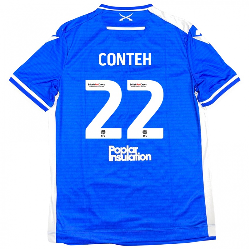 Kinder Kamil Conteh #22 Blau Weiß Heimtrikot Trikot 2024/25 T-Shirt