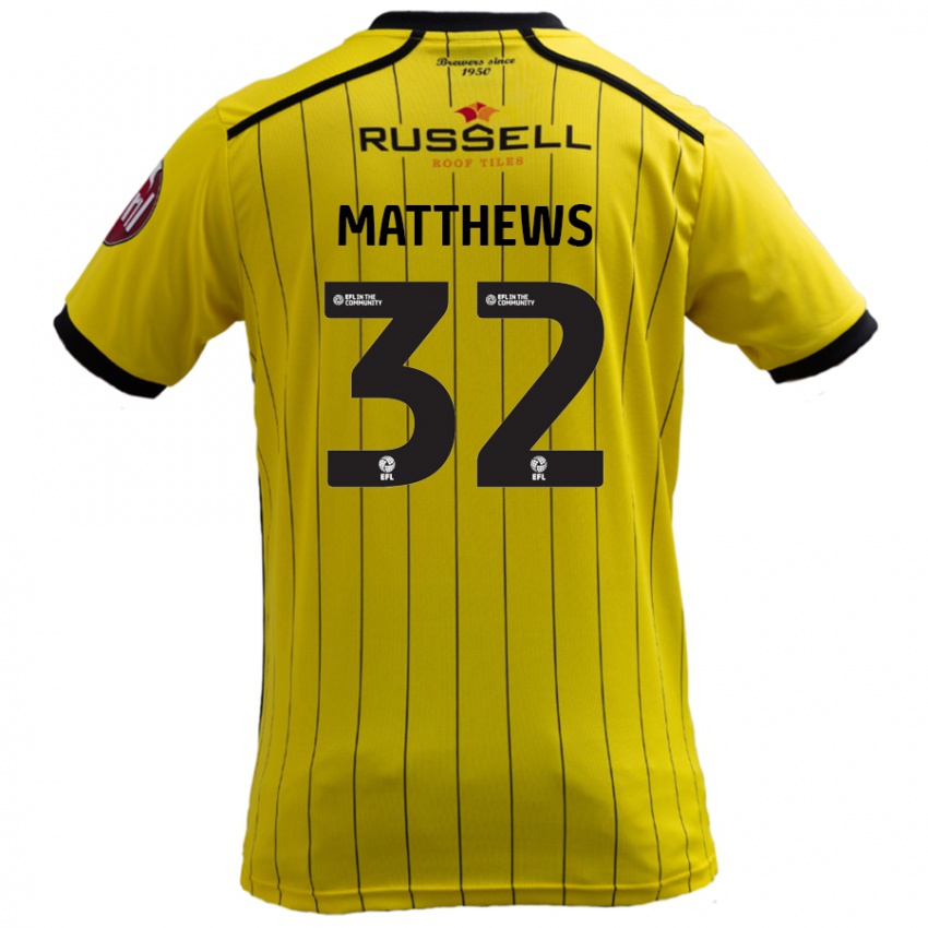 Kinder Daniel Matthews #32 Gelb Heimtrikot Trikot 2024/25 T-Shirt