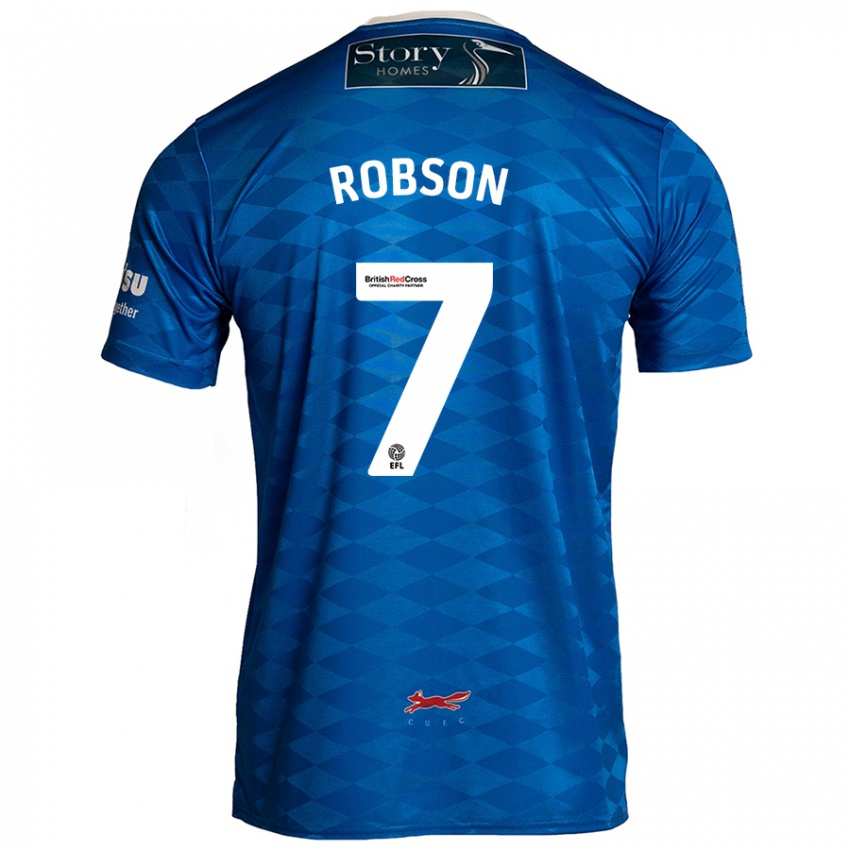 Kinder Ethan Robson #7 Blau Heimtrikot Trikot 2024/25 T-Shirt