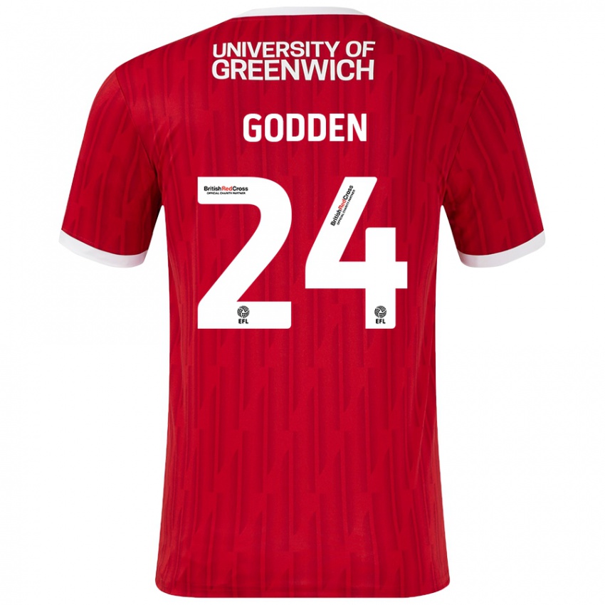 Kinder Matt Godden #24 Rot Weiß Heimtrikot Trikot 2024/25 T-Shirt