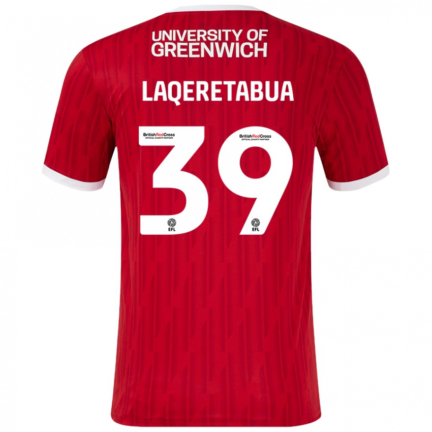 Kinder Josh Laqeretabua #39 Rot Weiß Heimtrikot Trikot 2024/25 T-Shirt