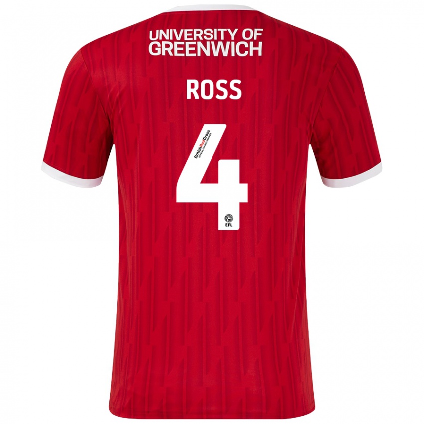 Kinder Mia Ross #4 Rot Weiß Heimtrikot Trikot 2024/25 T-Shirt