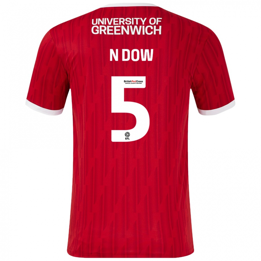 Kinder Elisha N'dow #5 Rot Weiß Heimtrikot Trikot 2024/25 T-Shirt