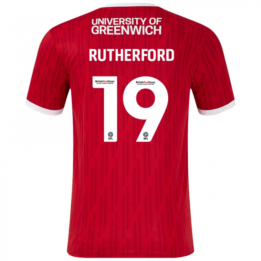 Kinder Ella Rutherford #19 Rot Weiß Heimtrikot Trikot 2024/25 T-Shirt