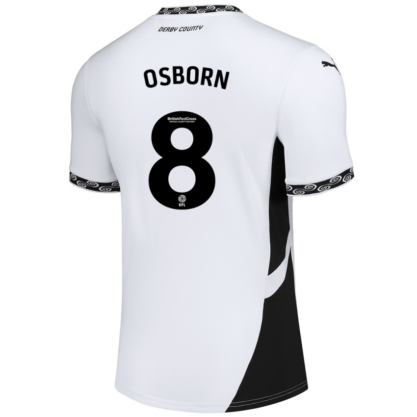 Kinder Ben Osborn #8 Weiß Schwarz Heimtrikot Trikot 2024/25 T-Shirt