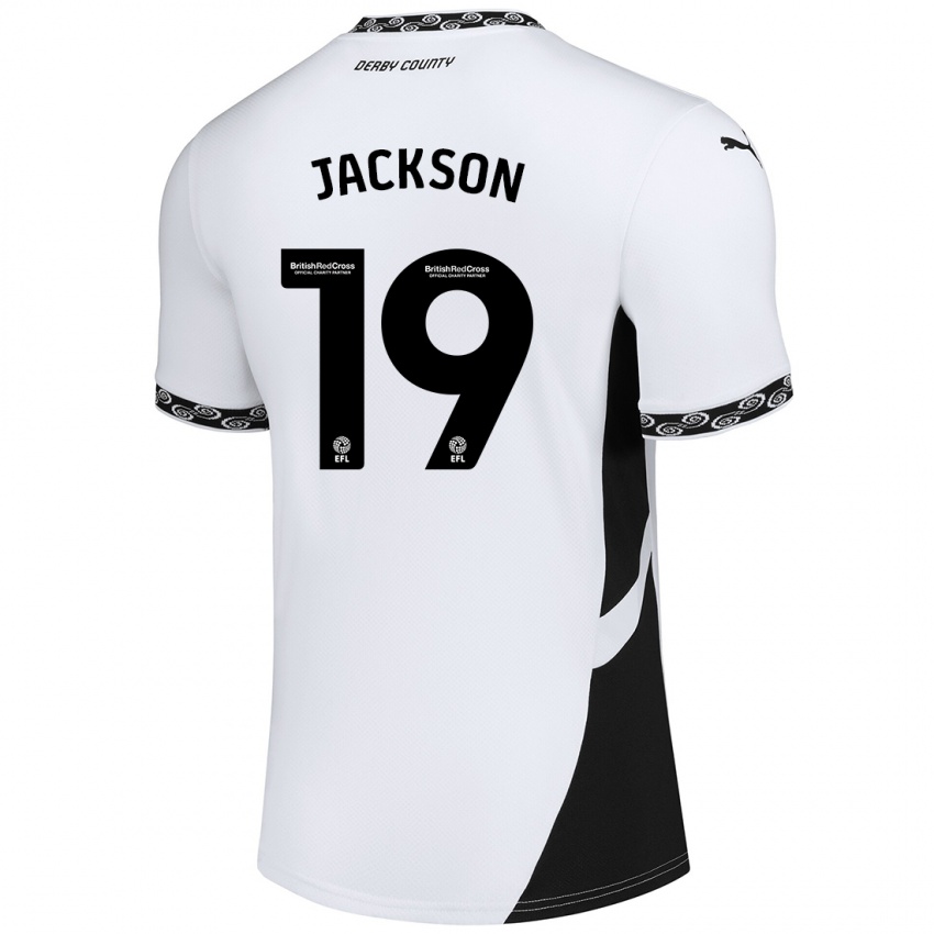 Kinder Kayden Jackson #19 Weiß Schwarz Heimtrikot Trikot 2024/25 T-Shirt