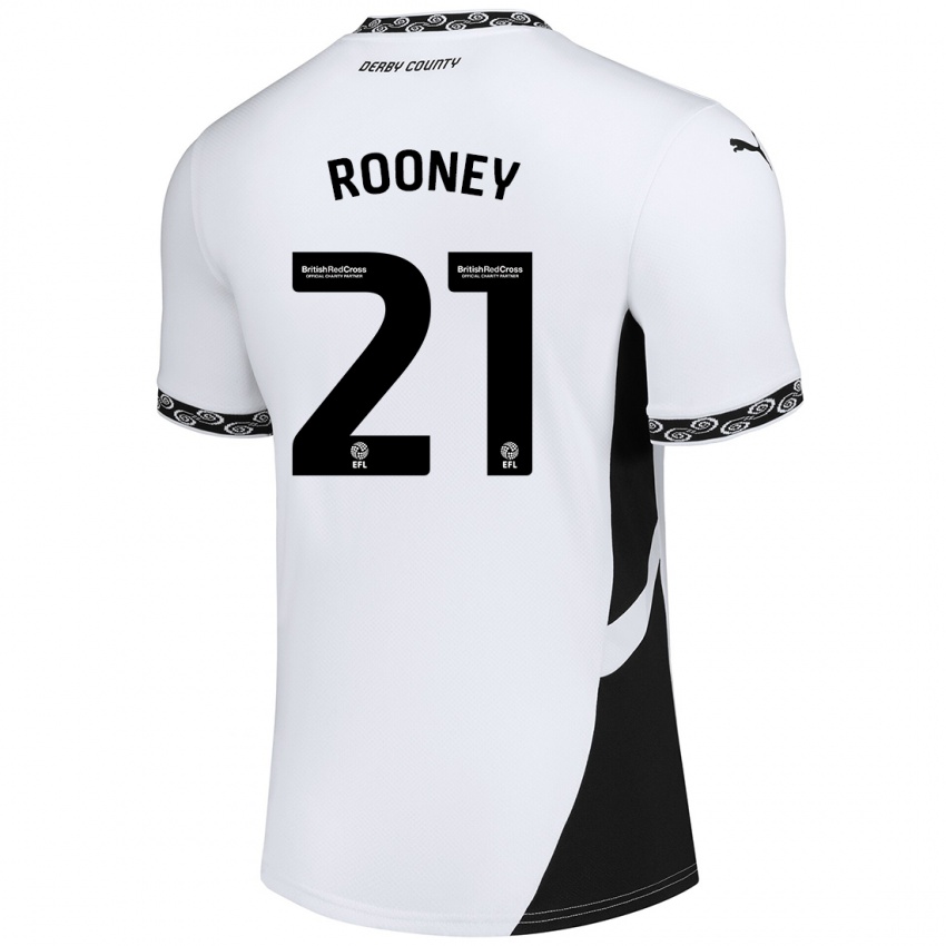 Kinder Jake Rooney #21 Weiß Schwarz Heimtrikot Trikot 2024/25 T-Shirt