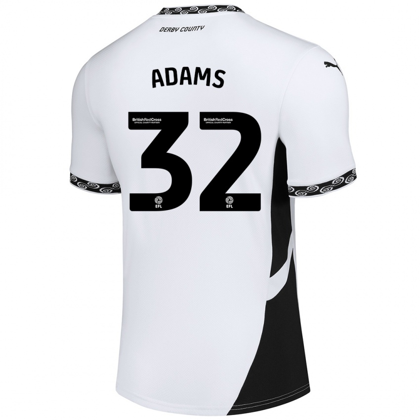 Kinder Ebou Adams #32 Weiß Schwarz Heimtrikot Trikot 2024/25 T-Shirt