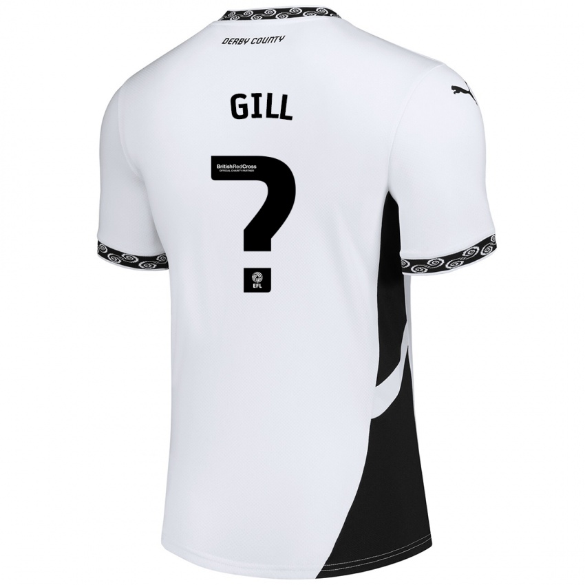 Kinder Tristan Gill #0 Weiß Schwarz Heimtrikot Trikot 2024/25 T-Shirt