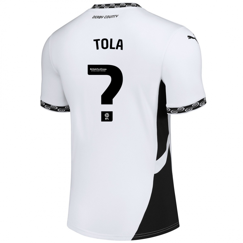 Kinder Marcel Tola #0 Weiß Schwarz Heimtrikot Trikot 2024/25 T-Shirt