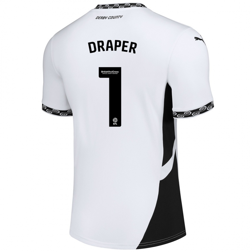 Kinder Anna Draper #1 Weiß Schwarz Heimtrikot Trikot 2024/25 T-Shirt