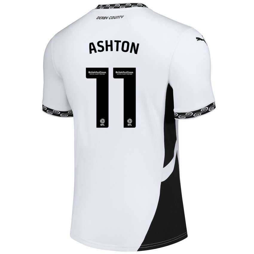 Kinder Eleanor Ashton #11 Weiß Schwarz Heimtrikot Trikot 2024/25 T-Shirt