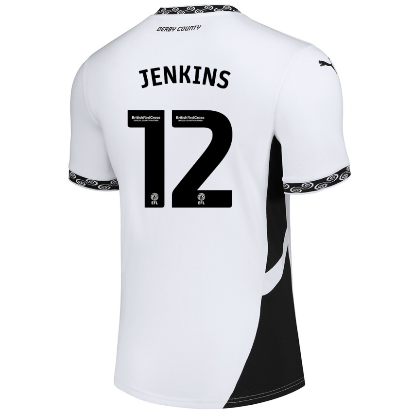 Kinder Camille Jenkins #12 Weiß Schwarz Heimtrikot Trikot 2024/25 T-Shirt