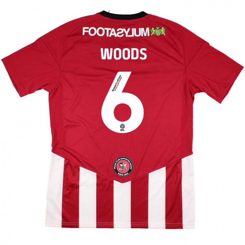 Kinder Ryan Woods #6 Rot Weiß Heimtrikot Trikot 2024/25 T-Shirt