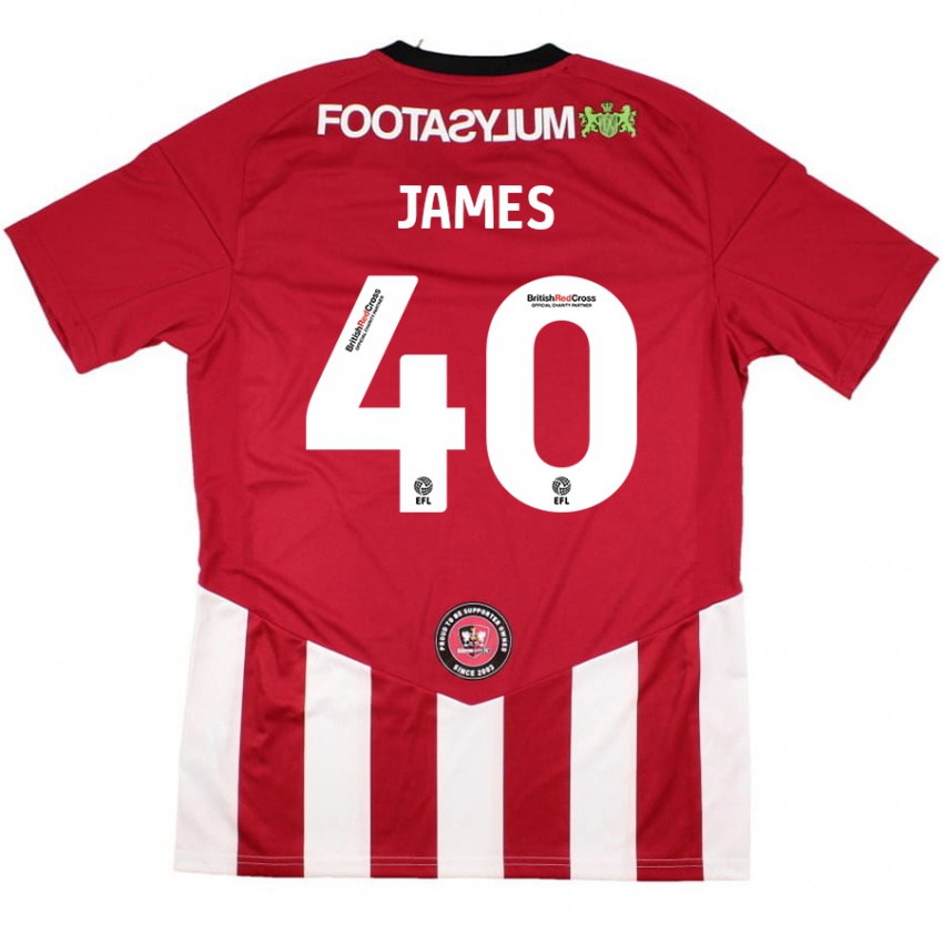 Kinder Ed James #40 Rot Weiß Heimtrikot Trikot 2024/25 T-Shirt