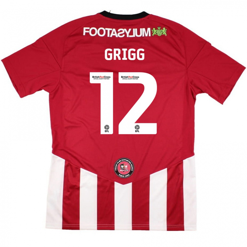 Kinder Katie Grigg #12 Rot Weiß Heimtrikot Trikot 2024/25 T-Shirt