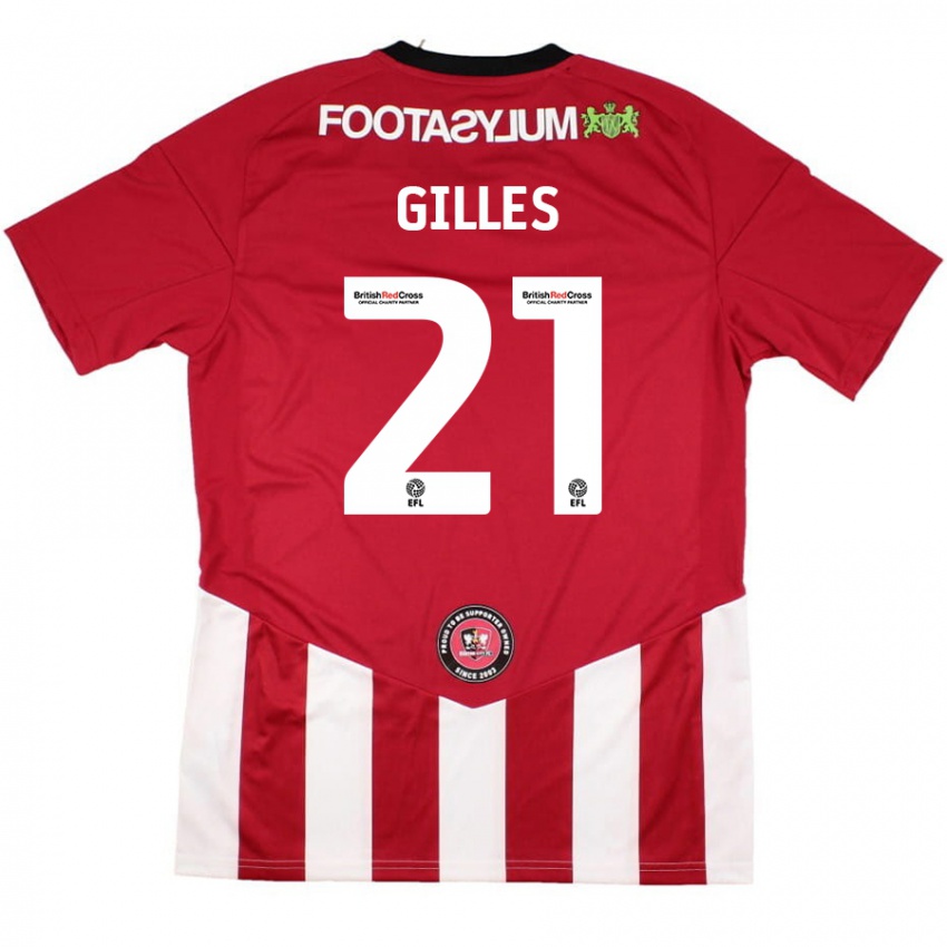 Kinder Sophie Gilles #21 Rot Weiß Heimtrikot Trikot 2024/25 T-Shirt