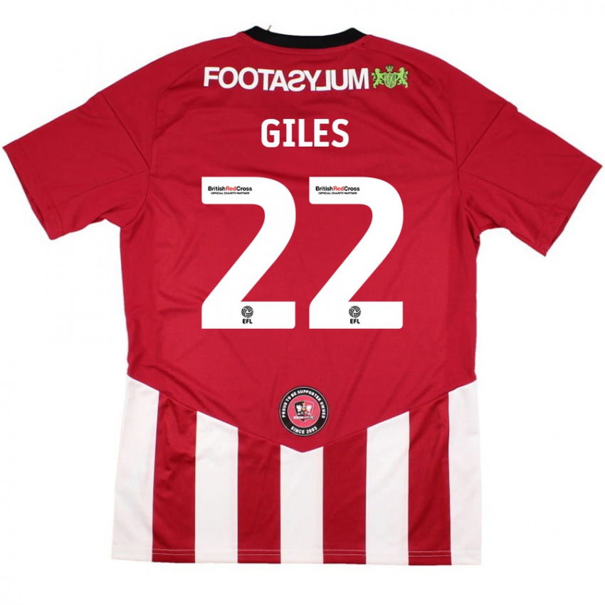 Kinder Olivia Giles #22 Rot Weiß Heimtrikot Trikot 2024/25 T-Shirt