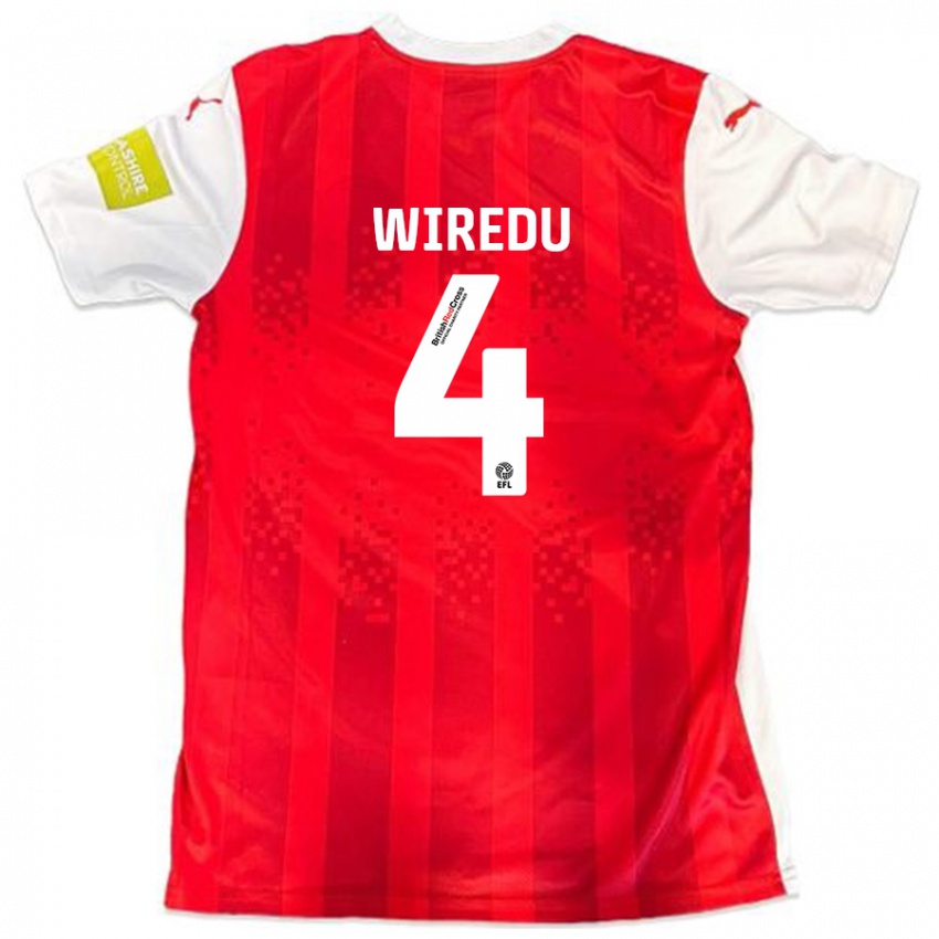 Kinder Brendan Wiredu #4 Rot Weiß Heimtrikot Trikot 2024/25 T-Shirt