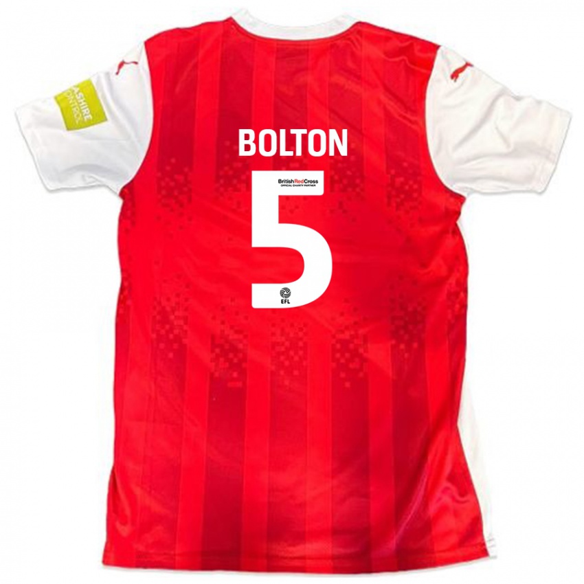 Kinder James Bolton #5 Rot Weiß Heimtrikot Trikot 2024/25 T-Shirt