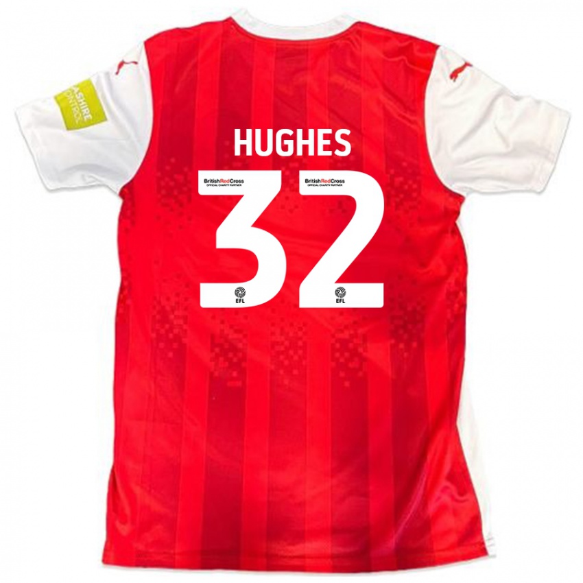 Kinder Kayden Hughes #32 Rot Weiß Heimtrikot Trikot 2024/25 T-Shirt