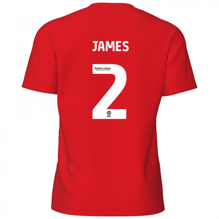 Kinder Tom James #2 Rot Heimtrikot Trikot 2024/25 T-Shirt