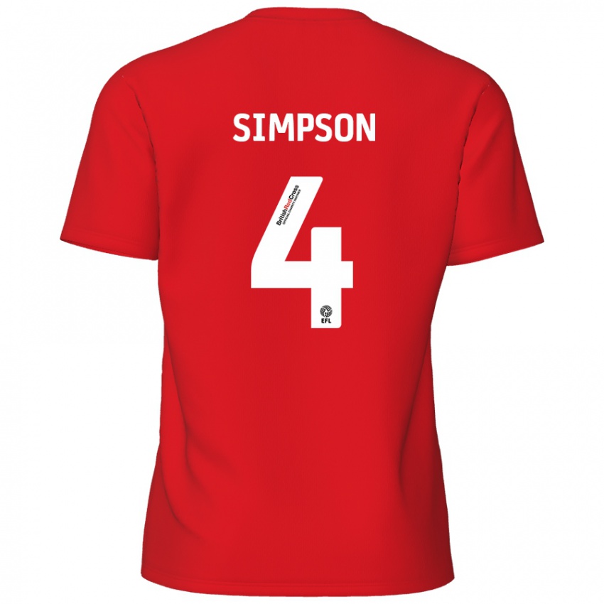 Kinder Jack Simpson #4 Rot Heimtrikot Trikot 2024/25 T-Shirt