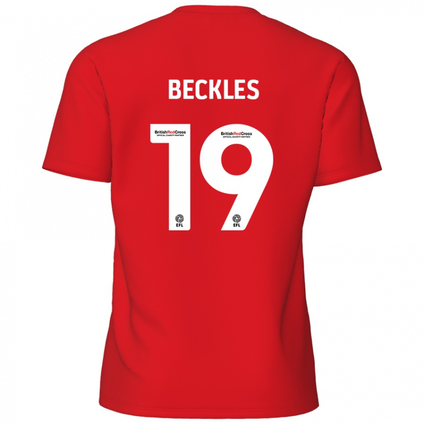 Kinder Omar Beckles #19 Rot Heimtrikot Trikot 2024/25 T-Shirt