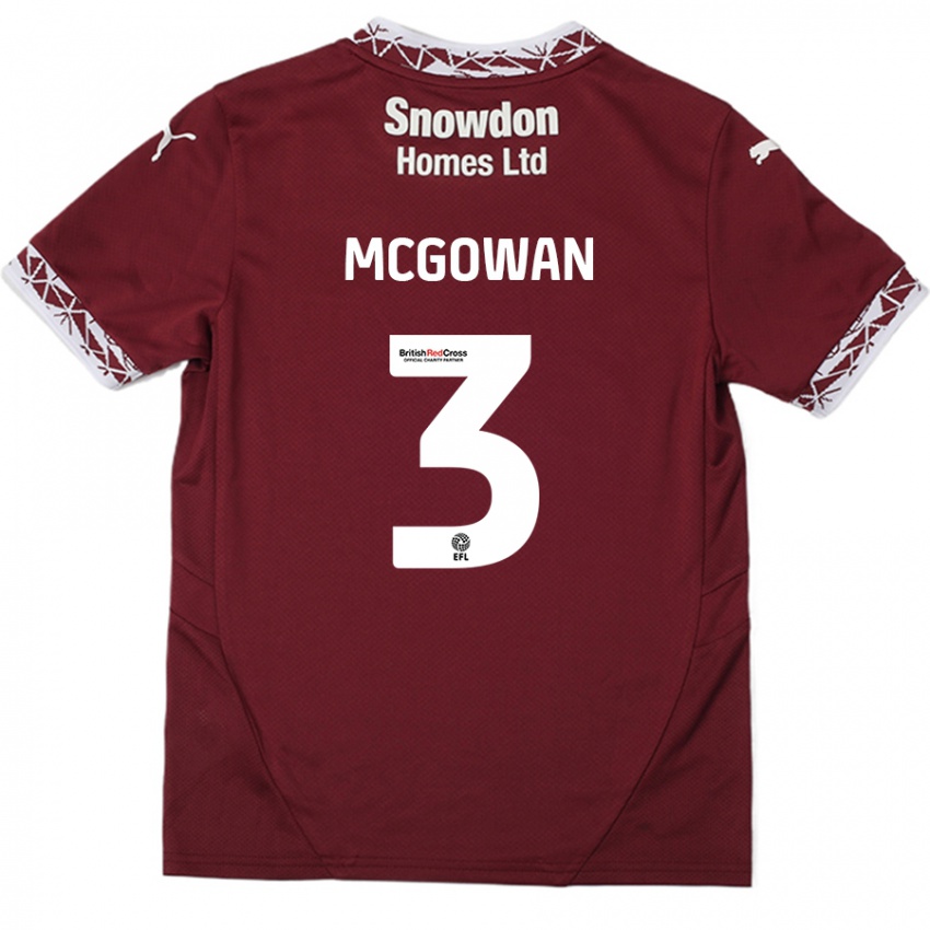 Kinder Aaron Mcgowan #3 Burgundrot Heimtrikot Trikot 2024/25 T-Shirt