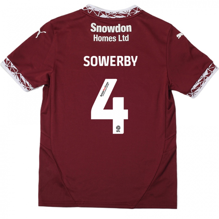 Kinder Jack Sowerby #4 Burgundrot Heimtrikot Trikot 2024/25 T-Shirt