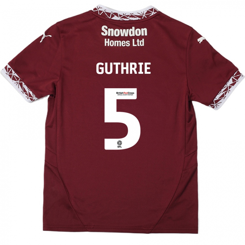 Kinder Jon Guthrie #5 Burgundrot Heimtrikot Trikot 2024/25 T-Shirt