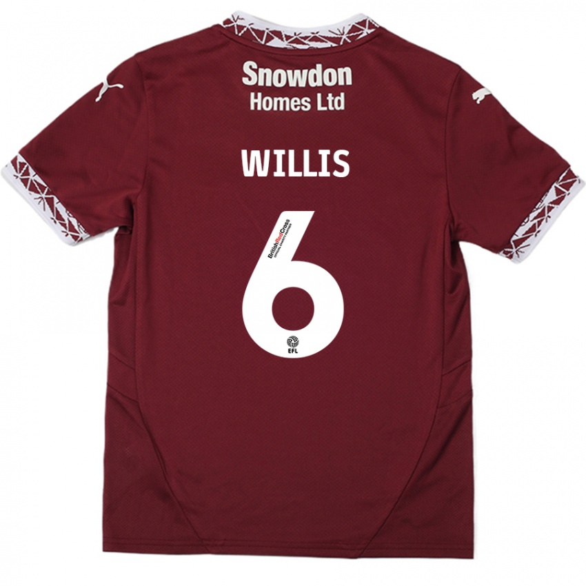 Kinder Jordan Willis #6 Burgundrot Heimtrikot Trikot 2024/25 T-Shirt