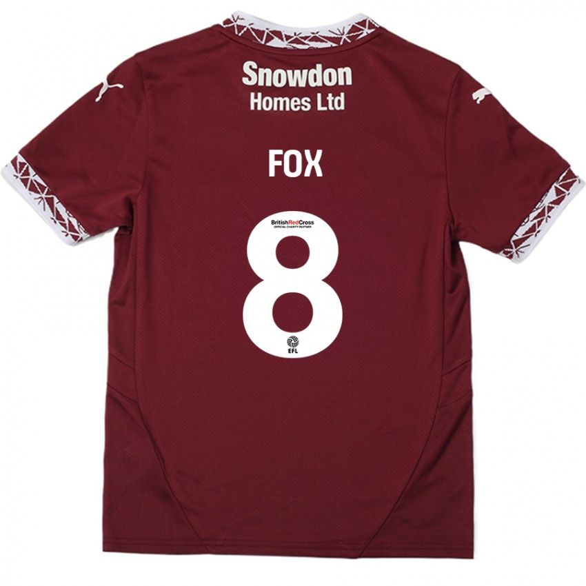 Kinder Ben Fox #8 Burgundrot Heimtrikot Trikot 2024/25 T-Shirt