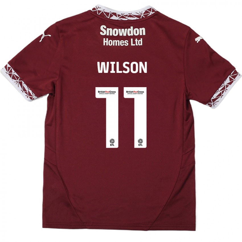 Kinder James Wilson #11 Burgundrot Heimtrikot Trikot 2024/25 T-Shirt