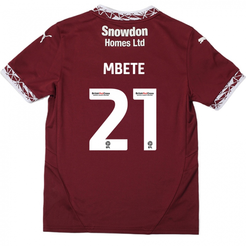 Kinder Luke Mbete #21 Burgundrot Heimtrikot Trikot 2024/25 T-Shirt