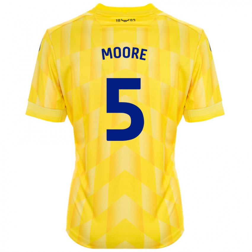 Kinder Elliott Moore #5 Gelb Heimtrikot Trikot 2024/25 T-Shirt