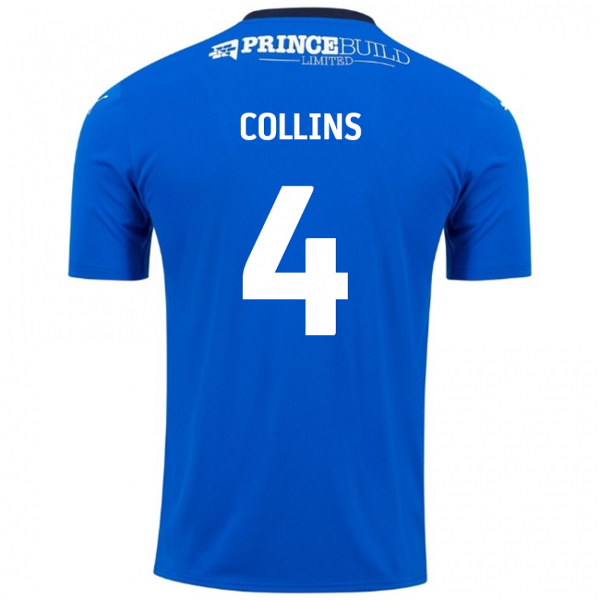 Kinder Archie Collins #4 Blau Weiß Heimtrikot Trikot 2024/25 T-Shirt