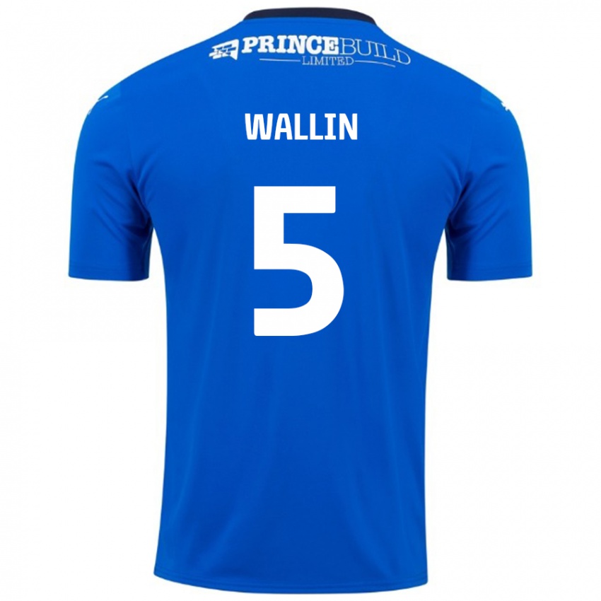 Kinder Oscar Wallin #5 Blau Weiß Heimtrikot Trikot 2024/25 T-Shirt