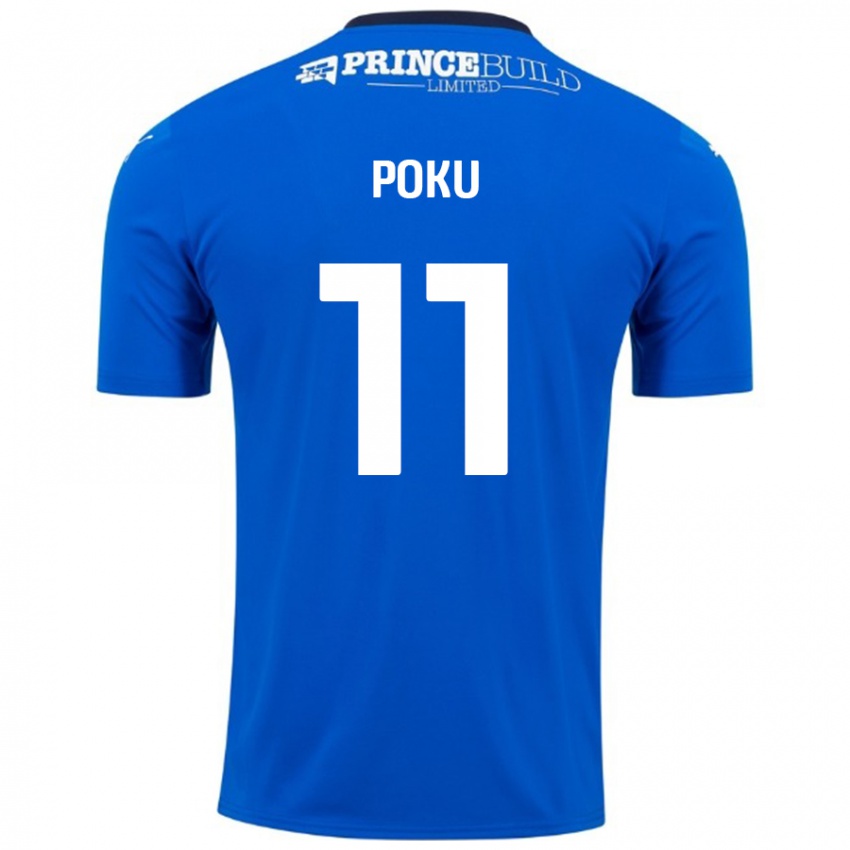 Kinder Kwame Poku #11 Blau Weiß Heimtrikot Trikot 2024/25 T-Shirt