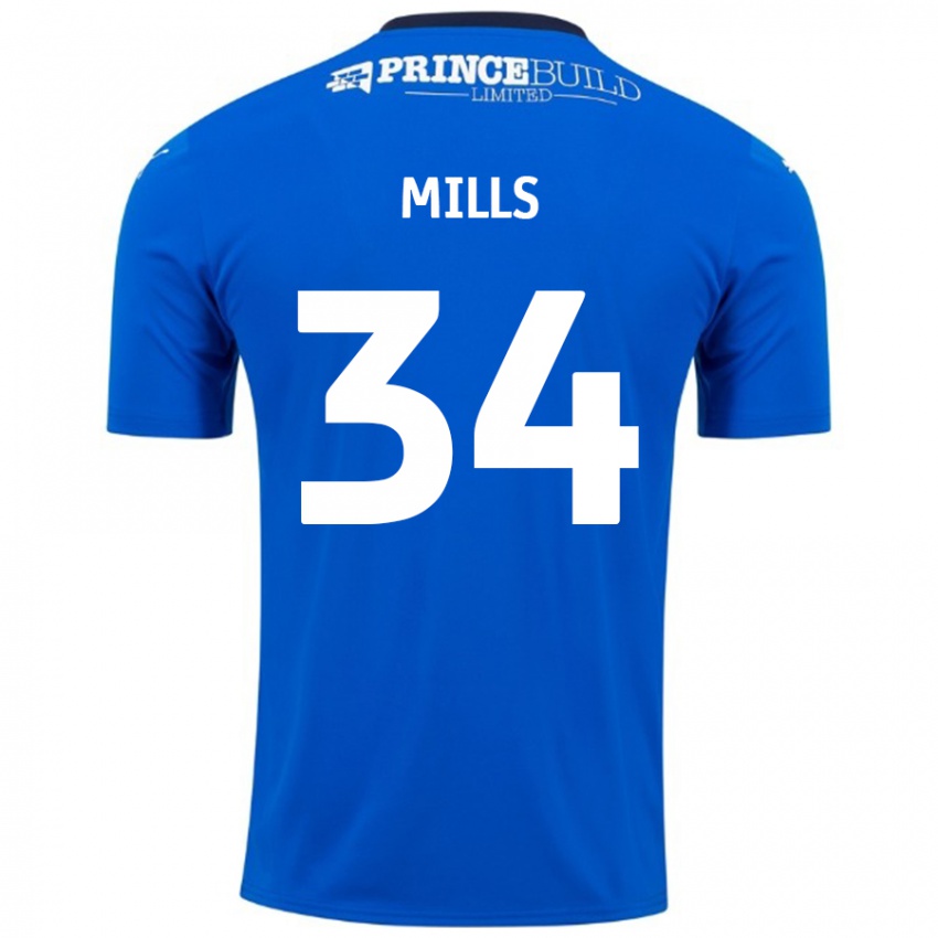 Kinder Harley Mills #34 Blau Weiß Heimtrikot Trikot 2024/25 T-Shirt