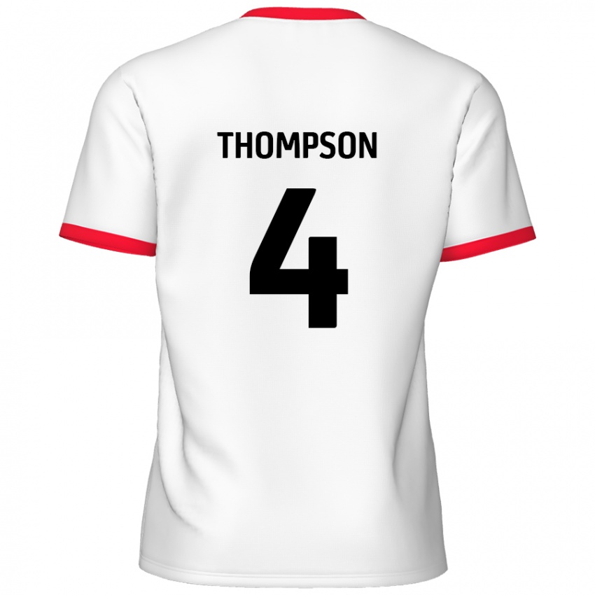 Kinder Nathan Thompson #4 Weiß Rot Heimtrikot Trikot 2024/25 T-Shirt