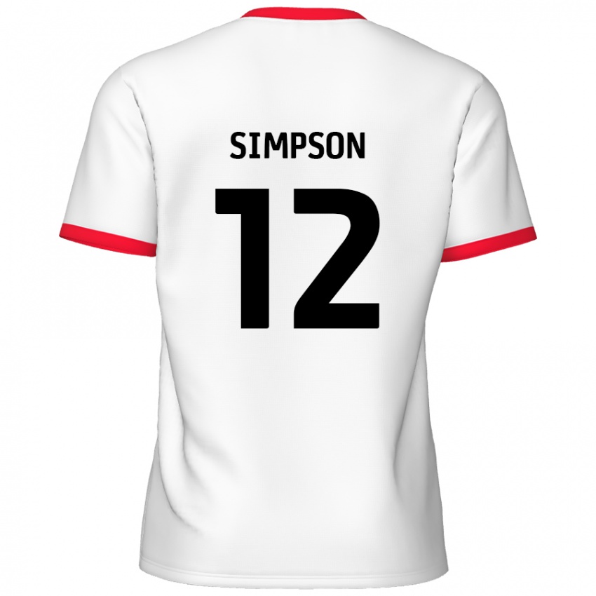 Kinder Tyreece Simpson #12 Weiß Rot Heimtrikot Trikot 2024/25 T-Shirt