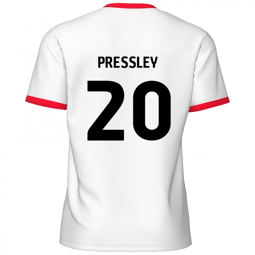 Kinder Aaron Pressley #20 Weiß Rot Heimtrikot Trikot 2024/25 T-Shirt