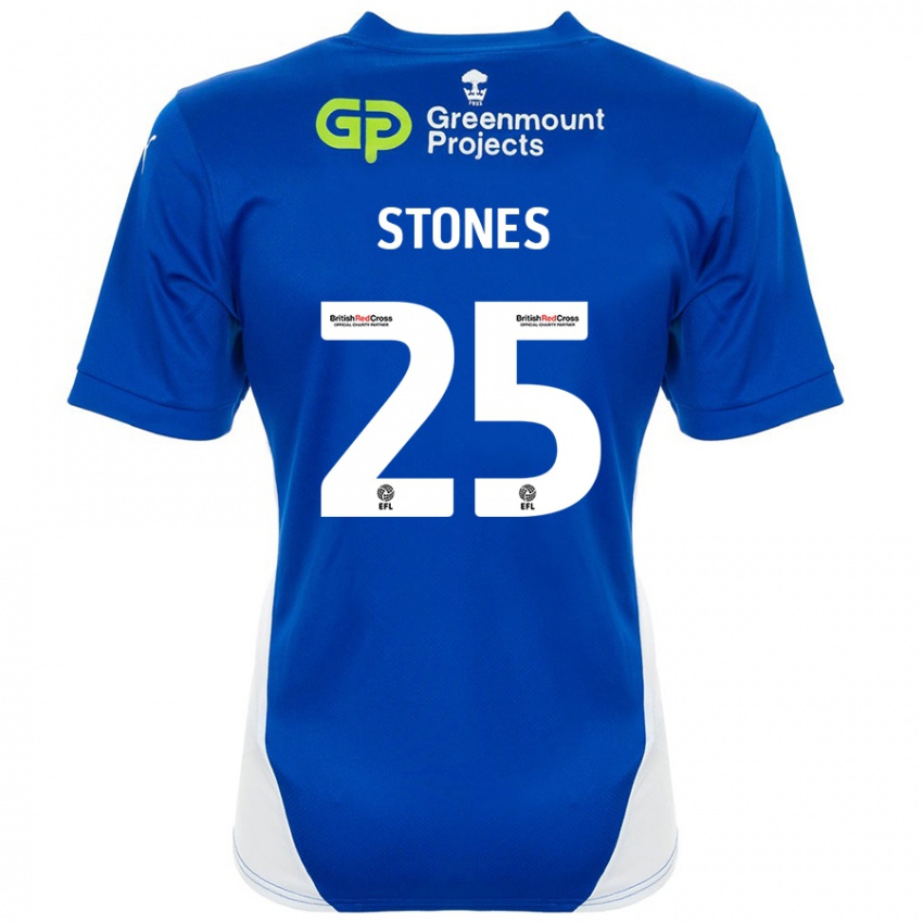 Kinder Josh Stones #25 Blau Weiß Heimtrikot Trikot 2024/25 T-Shirt