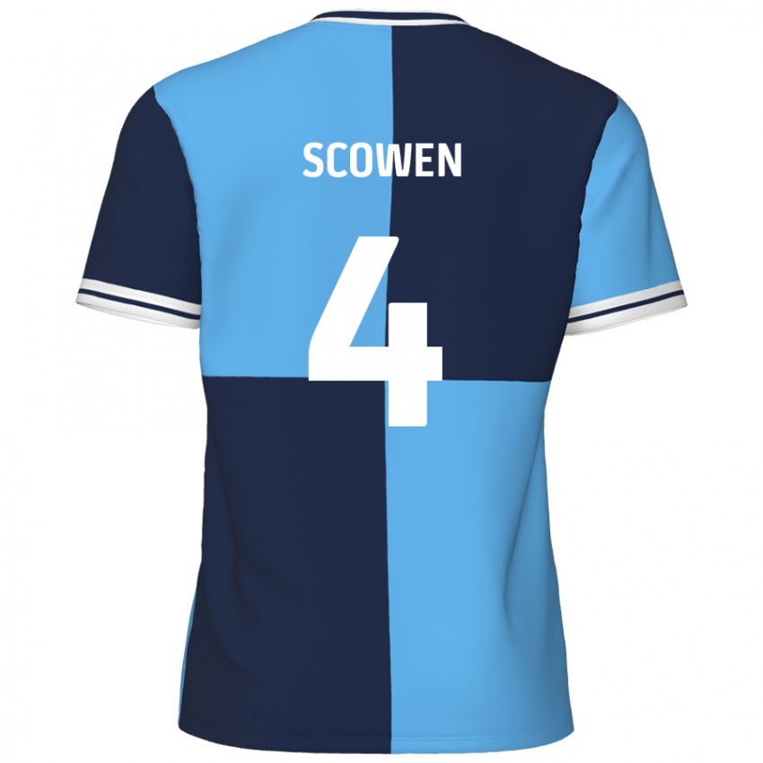 Kinder Josh Scowen #4 Himmelblau Dunkelblau Heimtrikot Trikot 2024/25 T-Shirt